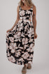 Black Floral Cutout Square Neck Knot Back Sleeveless Maxi Dress